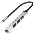 Produktbild: deleyCON USB C HUB 4 Port Verteiler Mehrfachstecker USB Splitter bis zu 5 Gbps - Aluminium Gehäuse, 15cm, für PC, Laptop, Notebook, MacBook, iMac, iPad, iPhone, Galaxy, Smartphone, Tablet - Silber
