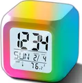 Produktbild: Wecker Digital LED Anzeige Wake-up Light Temperatur Datum Snooze Kinder Reisewecker Tischuhr Lichtwecker Schreibtisch Schlafzimmer 7 Farbwechsel Retoo