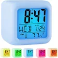 Produktbild: Retoo Wecker Digital, Wecker Kinder, 7-Farbiger Reisewecker, LED Anzeige mit Temperatur, Datum, Snooze für Kinder, Jungen, Mädchen, Lichtwecker für Schreibtisch