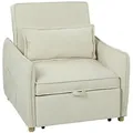 Produktbild: Homcom Schlafsessel, Creme, Holz, Eukalyptusholz, 1-Sitzer, Füllung: Polyester, 84x87x88 cm, Wohnzimmer, Sessel, Schlafsessel
