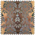 Produktbild: Heiro Samt Velours Möbelstoff Ornament Dubai Gold Blau mit Fleckschutz