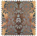 Produktbild: Heiro Stoff Samt Velours Möbelstoff Ornament Dubai Gold Blau mit Fleckschutz, Polsterstoff Meterware - Breite:138 cm
