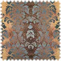 Produktbild: Samt Velours Möbelstoff Ornament Dubai Gold Blau mit Fleckschutz