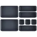 Produktbild: Schubladen Organizer Büro Ordnungssystem, AufbewahrungsBox, 8-teiliges Schubladen Organizer Küche, 3 Größen, Verstellbar, Rutschfester Organizer Box Für Schreibtisch, Badezimmer, Büro, Utensilien
