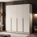 Produktbild: Kippbarer Kleiderschrank Schrank AUREL 4D KASCHMIR mit goldenen Chromgriffen