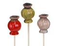 Produktbild: Viana Gartenstecker Keramik Blumenstecker Mohn Deko 3 Farben Ø3,5cm 6 Stk Garten, 6 Stück