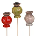 Produktbild: Keramik Blumenstecker Mohn Deko 3 Farben Ø3,5cm 6 Stk Garten, 6 Stück