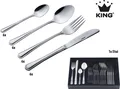 Produktbild: 25tlg. KING® Besteckset Düsseldorf im ETUI / Edelstahl 18/0 / Messerstahl / 6x Menülöffel, 6x Menügabel, 6x Menümesser, 6x Kaffeelöffel, 1x Etui