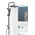Produktbild: Schütte Duschset MALLORCA Duschsäule mit großer Regendusche Handbrause mit 3 Strahlarten Duschsystem ohne Armatur Schwarz Matt