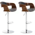 Produktbild: CLP - 2er Set Barhocker Kingston Stoff walnuss/dunkelgrau
