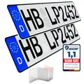 Produktbild: L & P Car Design KFZ Kennzeichen Auto Nummernschild 2 Stück 520mm x 110mm Wunschkennzeichen DIN Autokennzeichen Fahrradträger Anhänger LKW Wunschprägung amtliches Autoschild (2 Stück) 52cm x 11cm