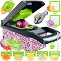 Produktbild: 16 In 1 Gemüseschneider, Multifunktionaler Vegetable Chopper, Würfelschneider mit 7 Austauschbare Klingen, Zwiebel Zerkleinerer, Gemüsehobel Dicer für Hobeln von Obst Gemüse, Karotte, Gurken, Zwiebel