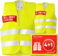 Produktbild: Purahelp Warnweste Auto - Europaweit gültig nach EN ISO 20471 (Reflektierende Warnweste Auto - Sicherheitsweste Auto Warnweste Gelb, 5-tlg) Warnschutzweste - Sicherheitswesten