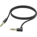 Produktbild: Hama Aux-Kabel 90° Winkelstecker 3,5 mm Klinke 1 m Schwarz