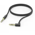 Produktbild: HAMA Aux-Kabel 3,5 mm Klinke - 3,5 mm Klinke, 90ø Winkelst. 1,0 m, Schwarz
