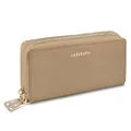 Produktbild: Lazarotti Bologna XL Leder Geldbörse Damen | 2 große Reißverschlussfächer, 20 Kartenfächer, Münzfach, RFID-Schutz | 20 x 4 x 11 cm