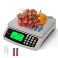 Produktbild: KNSWE Waage Küchenwaage Groß Edelstahl Digitalwaage 40kg zum Gastronomie Messen von Fleisch Wurst so Weiter Obstwaage mit Zähl Tara Funktion Feinwaage 1g LCD Display und 5 Maßeinheit