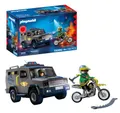Produktbild: PLAYMOBIL City Action SWAT-Einsatzfahrzeug | Mit Polizist, Verbrecher-Motorrad und Nagelband | Kinder Spielzeug ab 4 Jahren | 72066