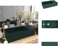 Produktbild: vidaXL Badezimmer-Waschbecken mit Überlauf Keramik Dunkelgrün - Badezimmer-Waschbecken