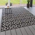 Produktbild: Steffensmeier In- und Outdoor Teppich Bergen Küche Balkon Garten Flur, wasserfest, Kunststoff, Raute Schwarz, Größe: 80x150 cm