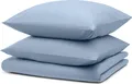 Produktbild: Blumtal Bettwäsche 190x200cm + 2x Kissenbezug 40x70cm - Mikrofaser Bed Sheets 190x200cm - 3-er Set Bettwäsche Hellblau