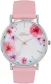 Produktbild: s.Oliver Quarzuhr Armbanduhr, Damenuhr, analog, Blumen, Silikonarmband rosa