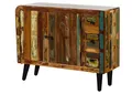 Produktbild: Kommode Sideboard 110cm Schrank Altholz Unikat Massivholz Used-Look Vintage bunt