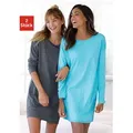 Produktbild: Nachthemd ARIZONA, Damen, Gr. 36/38, N-Gr, bunt (türkis, grau), Single Jersey, Obermaterial: 60% Baumwolle, 40% Polyester, bequem kurz, Rundhals, Bündchen, Kleider Nachthemd, in melierter Optik