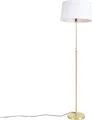 Produktbild: QAZQA - Modern Stehlampe Gold I Messing I Messing mit Leinenschirm weiß 45 cm - Parte I Wohnzimmer I Schlafzimmer - Stahl Rund I Länglich I Zylinder - LED geeignet E27