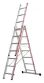 Produktbild: Hymer Allzweckleiter, dreiteilig, 3x14 Sprossen, senkr. Höhe 6,65 m, Reichhöhe 7,22 / 10,35 m, Gewicht 31,8 kg
