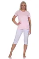 Produktbild: Normann Pyjama Floraler Damen Capri Schlafanzug mit Streifen, 3/4 Hose & Rundhals