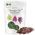 Produktbild: Meeresalgen-Mix Bio Algen-Flocken Getrocknet Atlantik - Dulse Ulva Meersalat Nori (Roh Vegan) Seetang Mischung Umami-Würze für Salat, Dashi, Salzersatz - Organic Raw Dried Seaweed Flakes I PureRaw 25g