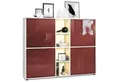 Produktbild: Vladon Highboard Cuba V3 (Highboard, mit 12 Fächern, inkl. RGB LED Beleuchtung), Korpus in Weiß matt / in Bordeaux glänzend (130,5x105,5x35,5 cm)