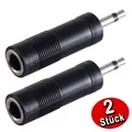 Produktbild: 2x Adapter - 3.5mm Stecker 6.35 mm Buchse Mono Kopfhörer kleine auf große Klinke