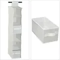 Produktbild: Relaxdays Hängeregal Stoff, Hängeaufbewahrung, 6 Fächer, 2 Schübe, für Kleiderschrank, HBT: ca. 82x14,5x30 cm, weiß