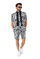 Produktbild: OppoSuits Herren Sommer Zazzy Zebra Anzug - Perfekt für den Sommer - Tropische Partys - Inklusive Blazer, Shorts und Krawatte - Schwarz - Größe US 38