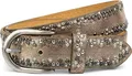 Produktbild: styleBREAKER Nietengürtel mit mehrfarbigen kleinen Nieten, Gürtel Kunstleder Einfarbig, kürzbar, Hüftgürtel Unisex 03010071, Farbe:Antik-Gold, Größe:105cm