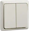 Produktbild: Elso 506350 Zweifachtaster 42V/1A Aufputz flach, Renovierung, perlweiß