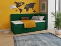 Produktbild: Boxspringbett Flame mit Bettkasten - Einzelbett mit Bonell-Matratze und Topper, Polsterbett, Universelle Bettseite, Bett, Schlafzimmer, Kinderzimmer (Grün (Kronos 19), 90 x 200 cm)