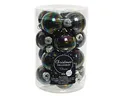Produktbild: Weihnachtskugeln Glas 35mm x 16 Stück kleine Christbaumkugeln schwarz irisierend