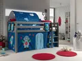 Produktbild: Vipack Hochbett Pino, Spielbett massiv Kiefer, stabil gebaut, 3 Korpusfarben zur Wahl (inkl. Rolllattenrost, Leiter und Absturzschutz, mit oder ohne Rutsche) Textil-Set 