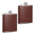 Produktbild: Flachmann Taschenflasche Mini Flachmann Kunstleder Edelstahl Flachmann 2er Set