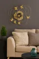 Produktbild: Goldene Wanddeko Metall Blüte mit Schmetterlingen – Romantische Wandkunst 56x54