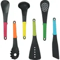 Produktbild: Cheffinger, 6-teiliges Küchenutensilien-Set mit ergonomischen Griffen und drehbarem Halter, Bunt - Schwarz