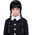 Produktbild: Widmann S.r.l. Kostüm-Perücke Dark Girl Kinder Perücke Wednesday mit Zöpfen und