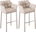Produktbild: CLP 2er Set Barhocker Damaso Stoffbezug mit Vierfußgestell aus Metall bis 240 kg,elfenbein edelstahl