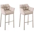 Produktbild: CLP Barhocker 2er Set mit Lehne Damaso, Barstühle gepolstert mit Stoffbezug, Vierfußgestelle aus Metall, Tresenhocker bis 240 kg belastbar