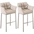 Produktbild: CLP - 2er Set Barhocker Damaso Stoff mit 4-Fuß Gestell elfenbein edelstahl