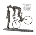 Produktbild: Design Skulptur KISS ME 30x36cm bronze optik Kuss Liebe Paar Radfahrer Figur