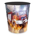 Produktbild: itenga Papierkorb für Kinder mit Motiv - rund ca. 11 Liter - Mülleimer fürs Kinderzimmer - stabiler Kunststoff (Motiv Feuerwehr)